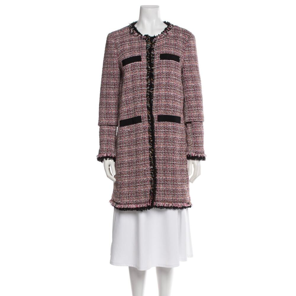 Pinko Tweed Old Money Coquette Open Pink Multi Cotton Jacket EUC Size US 10 - Picture 5 of 16
